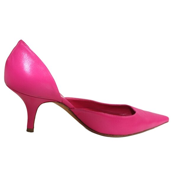 Balenciaga Fiery Pink Leather Knife Toe Open Side Stiletto Heel, Size 36.5 - Picture 8 of 12